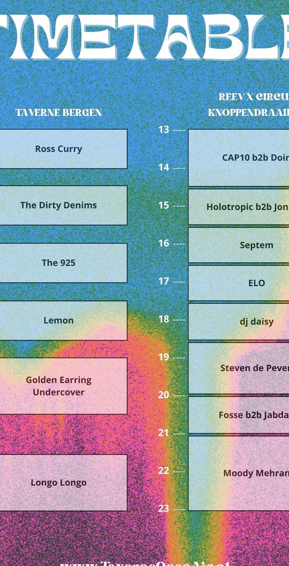 Timetable Taverne Open Air Festival